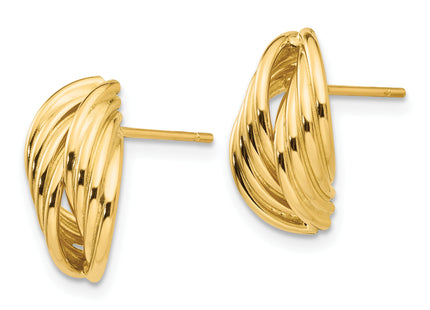 14k Polished Fancy Post Earrings, 14 x 8mm