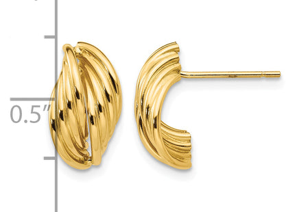 14k Polished Fancy Post Earrings, 14 x 8mm