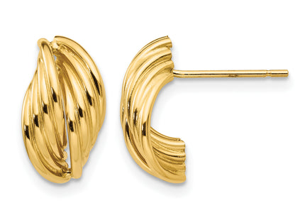 14k Polished Fancy Post Earrings, 14 x 8mm
