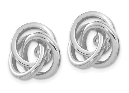 14K white gold knot earrings, alternate view
