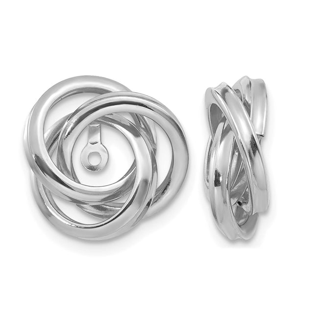 14K White Gold Polished Love Knot Earring Jackets, 15 x 15mm