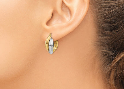 14k Two-tone Polished Double Hoop Earrings, 21 x 8.5mm