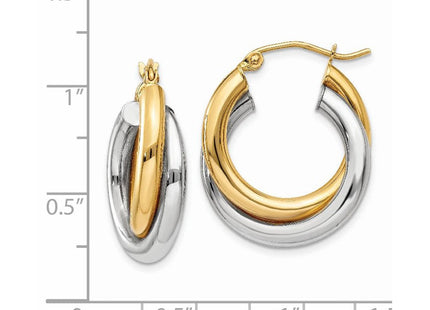 14k Two-tone Polished Double Tube Hoop Earrings (Style Z795)