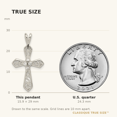 Sterling Silver Rhodium-plated CZ Passion Cross Pendant