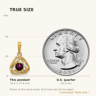 14K Rhodolite Garnet Triangle Pendant