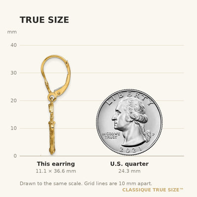 14K Textured Golf Bag Leverback Earrings