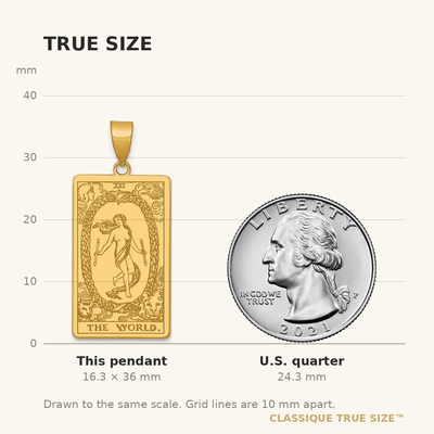 14K Yellow Gold The World Tarot Card Pendant