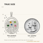 Sterling Silver/Rhod-plated 5 Birthstone with 14k Bezel Family Pendant view 4