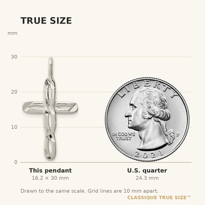 Sterling Silver Cross Pendant, 30 x 16mm