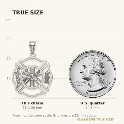 14K White Gold Fireman Shield Charm