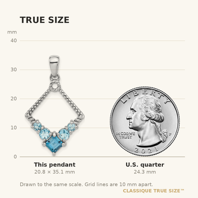 Sterling Silver Rhodium-plated London and Light Swiss Blue Topaz Pendant