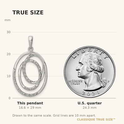 Sterling Silver Rhodium Plated Diamond Pendant, 29 x 17mm