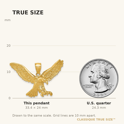 14K Eagle Pendant, 24 x 37.5mm