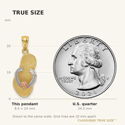 14K Yellow and Rose Gold w/Rhodium Sandal Pendant