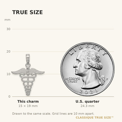 14K White Gold Caduceus Charm