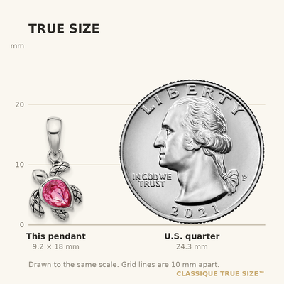 Sterling Silver Rhodium-plated Polished and Antiqued Crystal October Birthstone Turtle Pendant