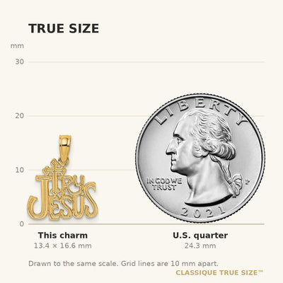 14K Polished and Engraved TRY JESUS Charm