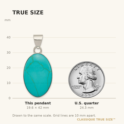 Sterling Silver Turquoise Polished Oval Pendant