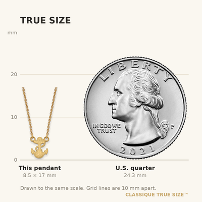 Sterling Silver Gold-plated LogoArt US Naval Academy Anchor Small Pendant Necklace
