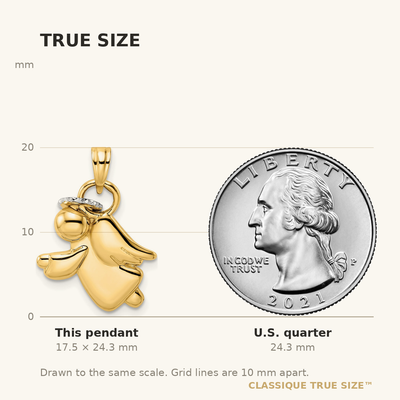14K & White Rhodium D/C Halo on Angel Pendant