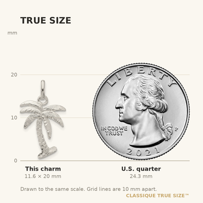 Sterling Silver Palm Tree Charm, 20 x 16mm