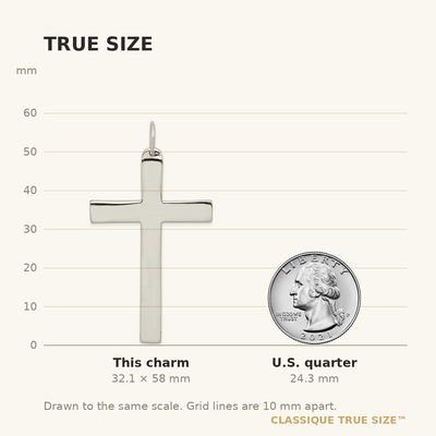 Sterling Silver Latin Cross Charm, 58 x 37mm