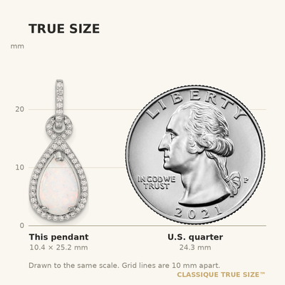 Sterling Silver Rhodium-plated Created Opal and CZ Teardrop Pendant