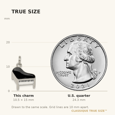 Sterling Silver Rhodium-plated Enameled Piano Charm