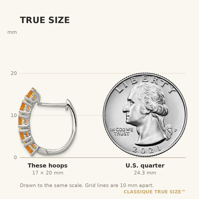 Sterling Silver Rhodium-plated Polished Citrine Hinged Hoop Earrings