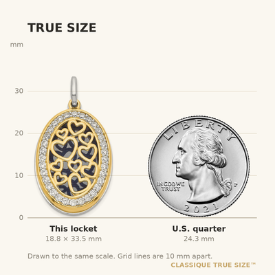 Sterling Silver Yellow & White Rhodium-plated Heart CZ Swing Locket