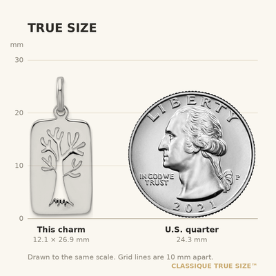 Sterling Silver Rhodium-plated Polished Tree Cut-out Charm