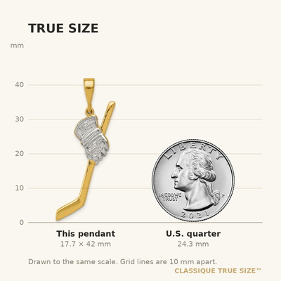 14K w/Rhodium Solid Polished Hockey Stick Pendant