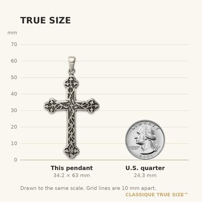 Sterling Silver Antiqued Thorn Cross Pendant