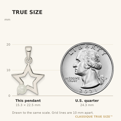 Sterling Silver Rhodium-plated Polished Imitation Pearl Star Pendant