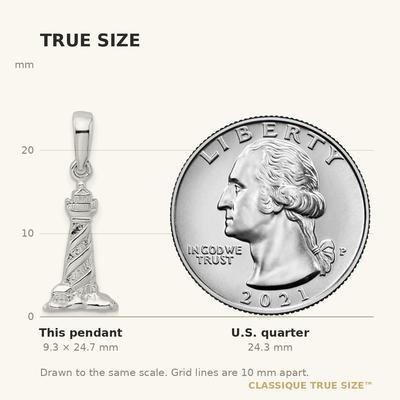 De-Ani Sterling Silver Rhodium-plated Polished 3D Cape Hatteras Lighthouse Pendant