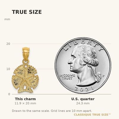 14K Starfish on Sand Dollar Charm, 20 x 13.5mm