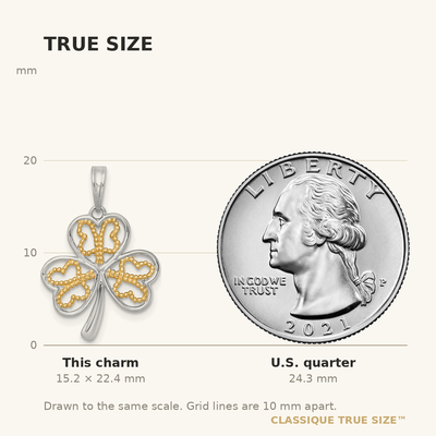 14K with White Rhodium Polished Fancy 3-Leaf Clover Charm