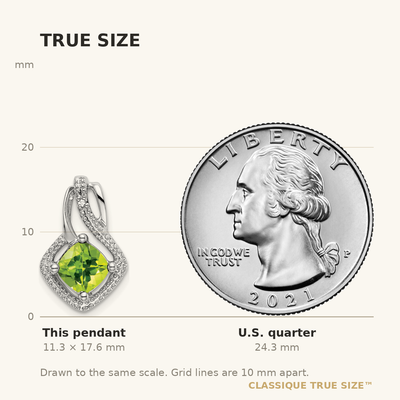 14K White Gold Peridot and Diamond Pendant, 17.6 x 11.4mm