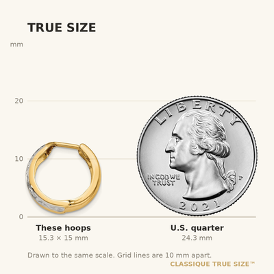 14K w/Rhodium Textured Hinged Hoop Earrings