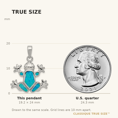 Sterling Silver Rhodium-plated Blue Inlay Created Opal Frog Pendant