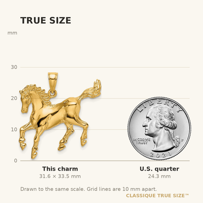 14K Horse Charm, 33.5 x 26.9mm