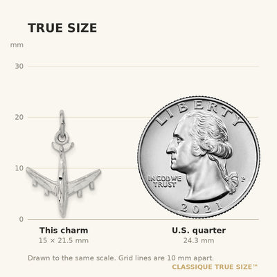 14K White Gold 3-D Airplane Charm