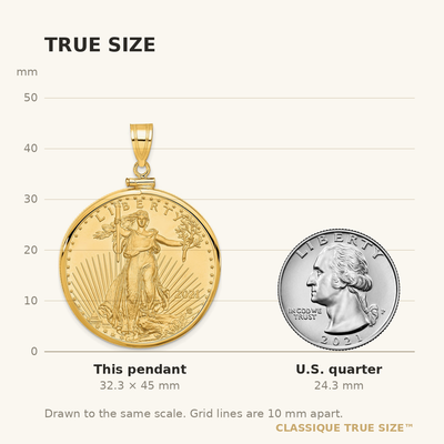Wideband Distinguished Coin Jewelry 14K Polished Mounted 1oz American Eagle Screw Top Coin Bezel Pendant
