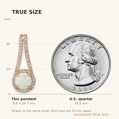 Sterling Silver Rose-tone White Created Opal & CZ Halo Pendant