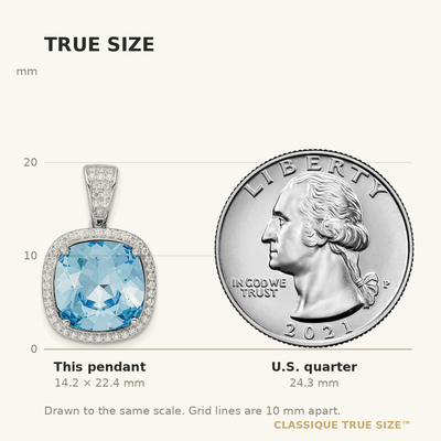 Sterling Silver Rhodium-plated CZ & Blue Crystal Pendant