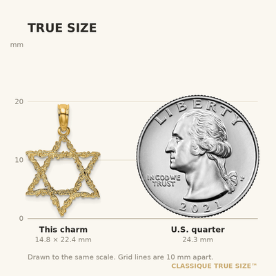 14K Star of David Charm, 22.4 x 16mm