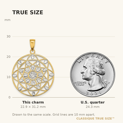 14K w/White Rhodium Cut-Out Diamond-cut Charm