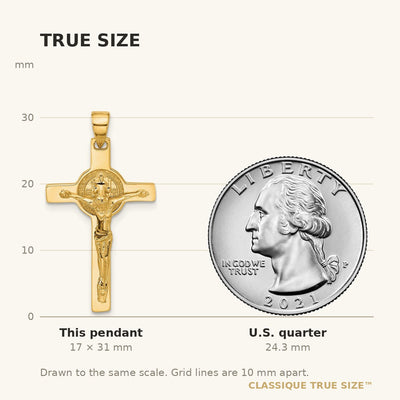 14K Polished Crucifix and St Benedict Pendant