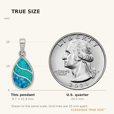 Sterling Silver Rhodium-plated Created Opal Inlay Teardrop Pendant