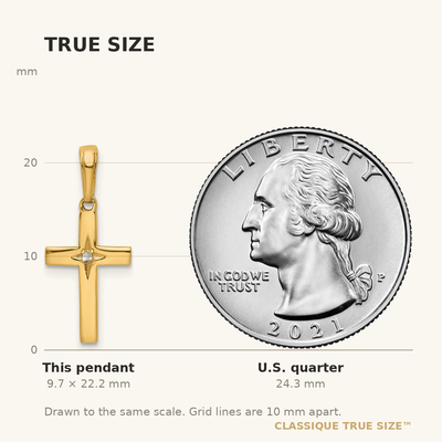 14K w/Rhodium D/C Cross Pendant, 22.22 x 9.73mm